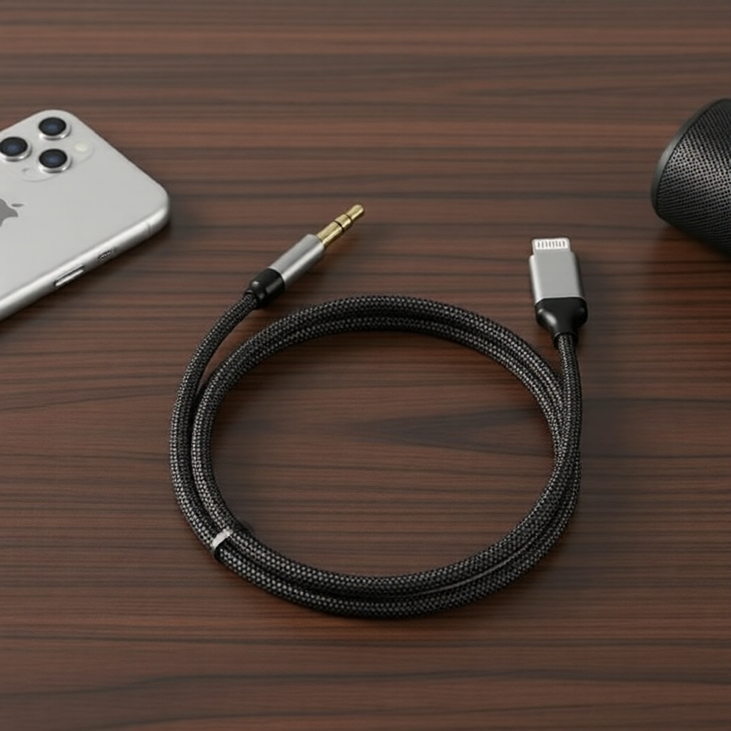 สายแปลงเสียงจากพอร์ต Lightning เป็นแจ็ค Aux ขนาด 3.5 มม. สําหรับ iPhone/iPod ใช้กับลําโพงในรถ