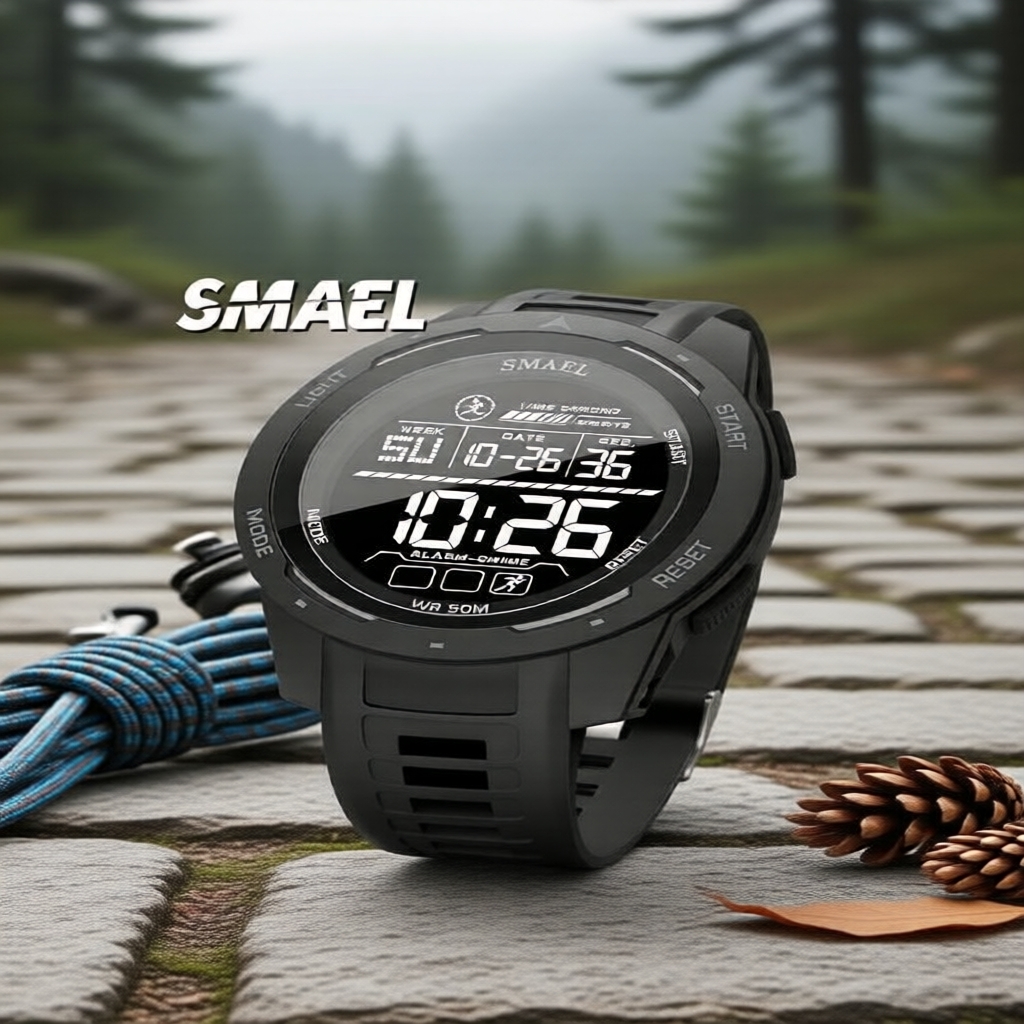 SMAEL 8105 นาฬิกาข้อมือสปอร์ตแบบสองหน้าปัด สําหรับทุกเพศ กันน้ําลึก 50 เมตร อะนาล็อกและดิจิตอล