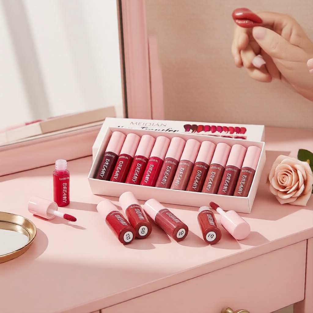 คอลเลกชันลิปกลอส Charming Points ชุด 10 ชิ้น เพื่อริมฝีปากเปล่งประกาย ติดทนนาน และกันเลอะ