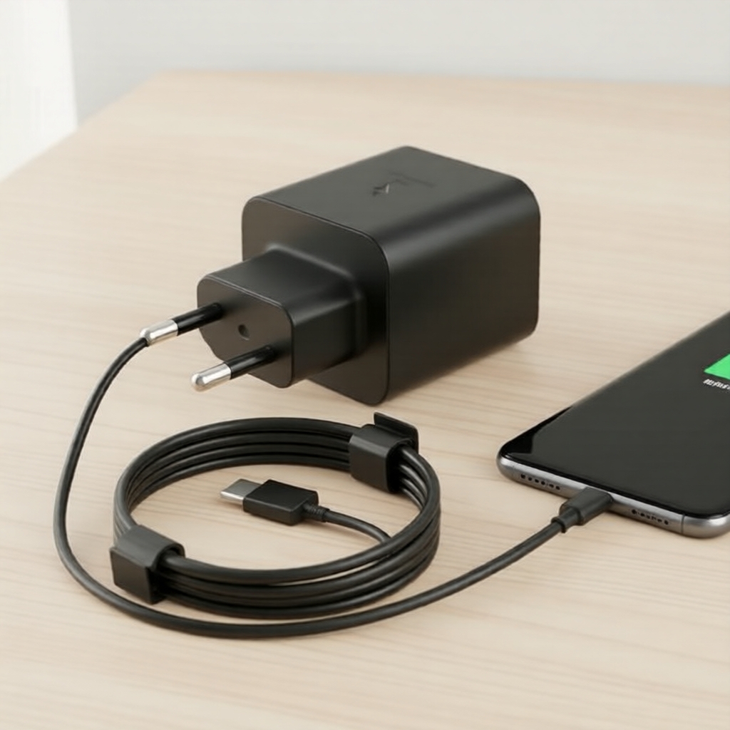 ปลั๊ก EU 25W PD สําหรับ Samsung Galaxy S24/S25/S23 Ultra และ Note 20/10 Plus พร้อมสาย USB-C