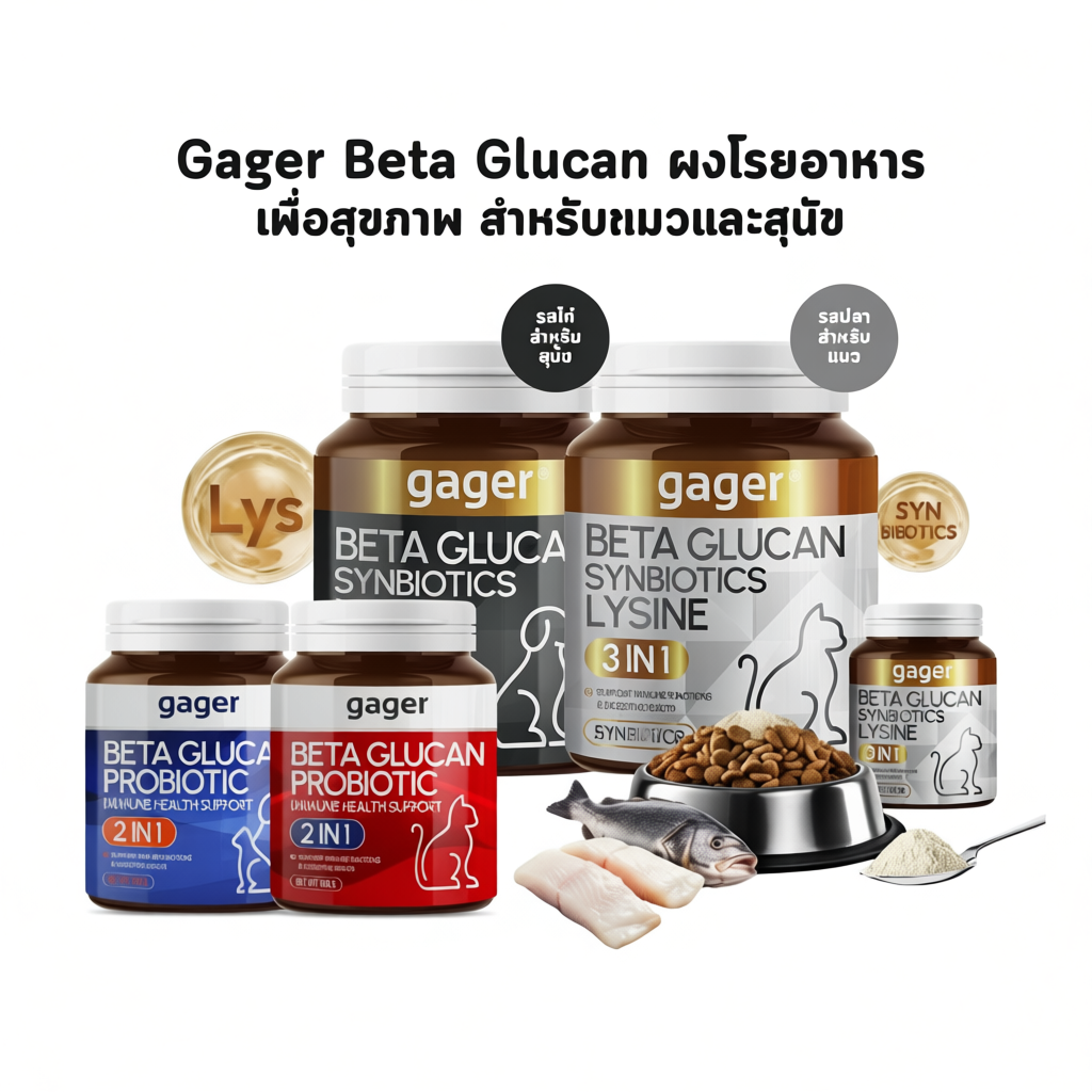Gager ผงโรยข้าวเบต้ากลูแคนผสมโปรไบโอติก วิตามินสำหรับสัตว์เลี้ยง เสริมสร้างภูมิคุ้มกัน ตัวแน่น
