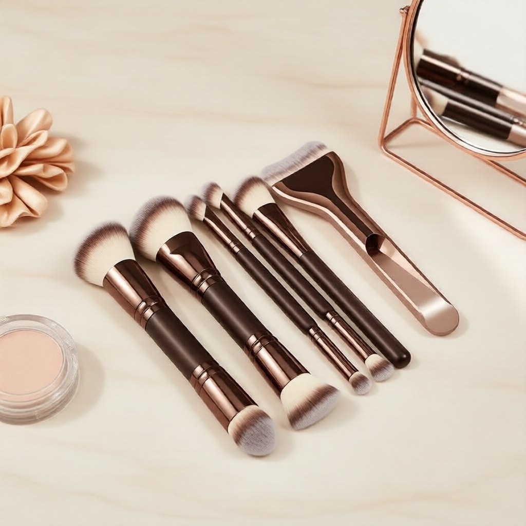 ชุดแปรงแต่งหน้าพกพา 6/10/18 ชิ้น แบบสองหัว, อุปกรณ์เดินทางมืออาชีพสําหรับรองพื้น แป้ง และบลัช
