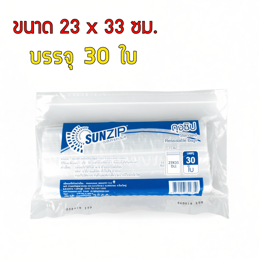 SUNZIP ถุงซิป Resealable ปลอดภัยต่ออาหาร ไม่มีลาย