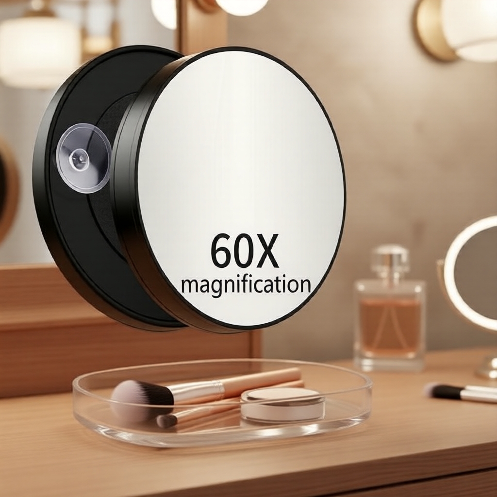 ฐานกระจกดูด 60x ขยายได้ พกพาสําหรับเครื่องสําอาง