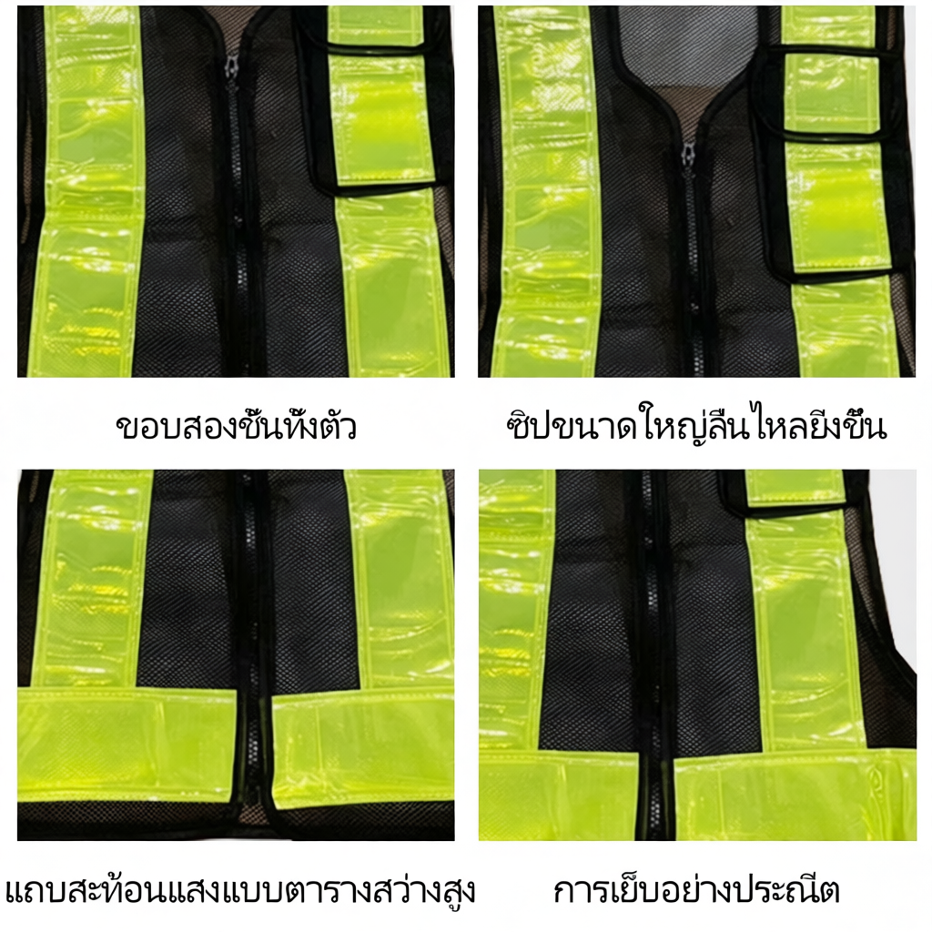 F24 เสื้อกั๊กจราจร สะท้อนแสงเห็นได้ชัด