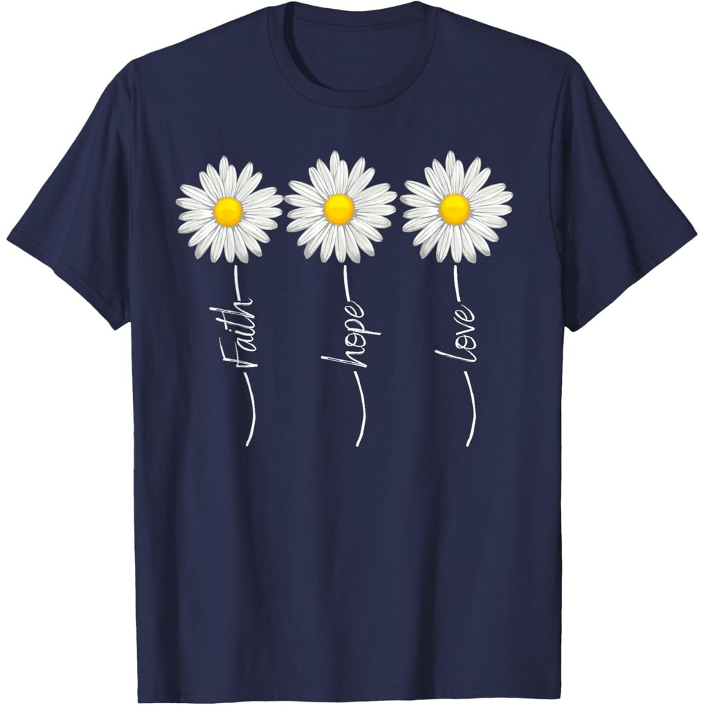 Fife Life Faith Hope Love Christian Daisies เสื้อยืด Mans