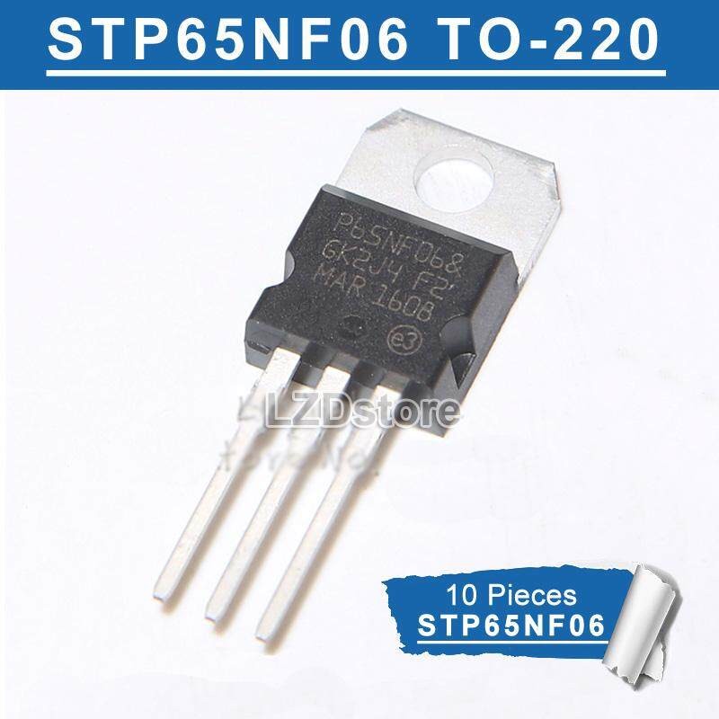 10pcs P65NF06 TO-220 STP65NF06 TO220 65NF06 65A/60V MOSFET ทรานซิสเตอร์ใหม่เดิม
