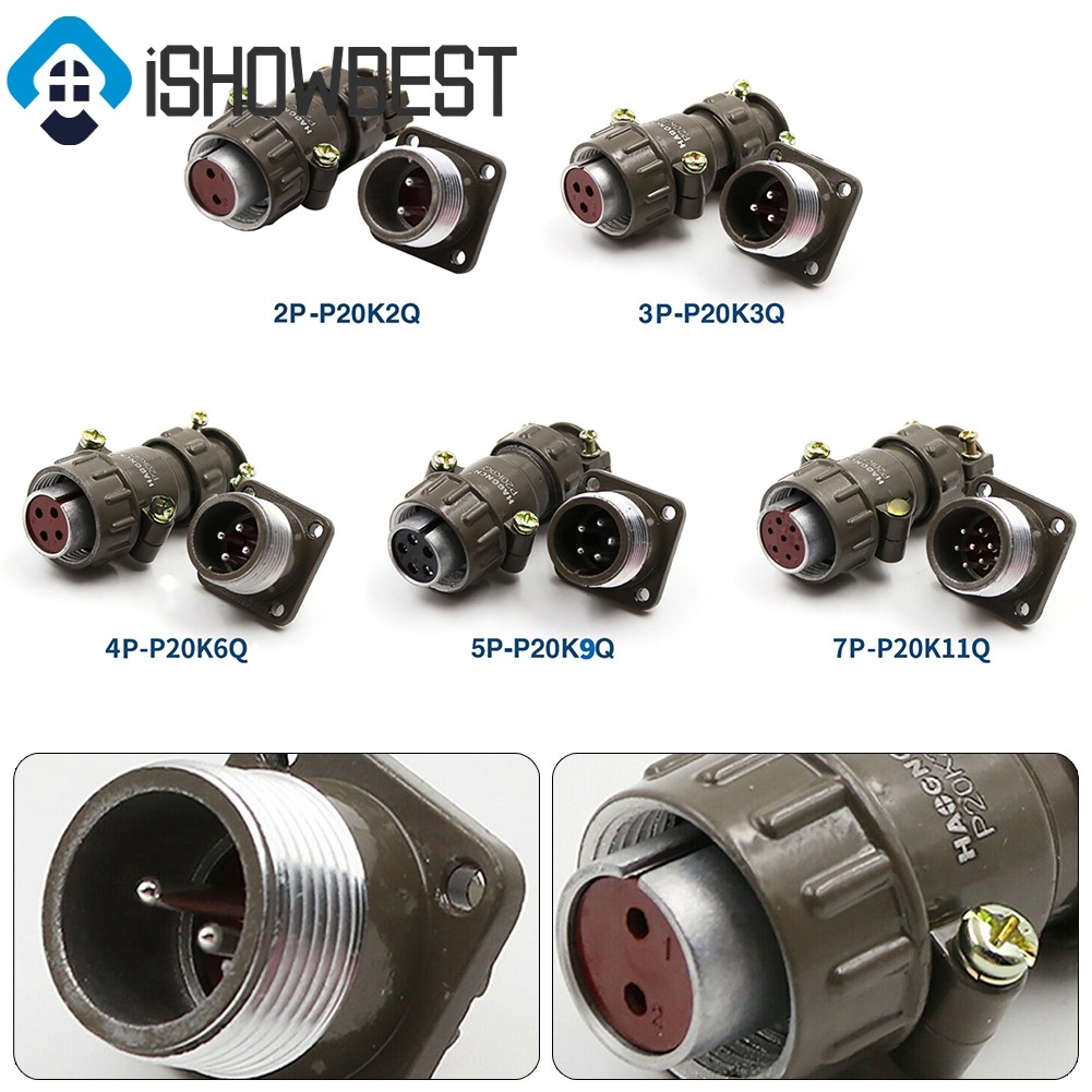 Metal P20K6Q Contacts 2-7 Pin Aviation Plug Connector M20 แผง Mount Flange