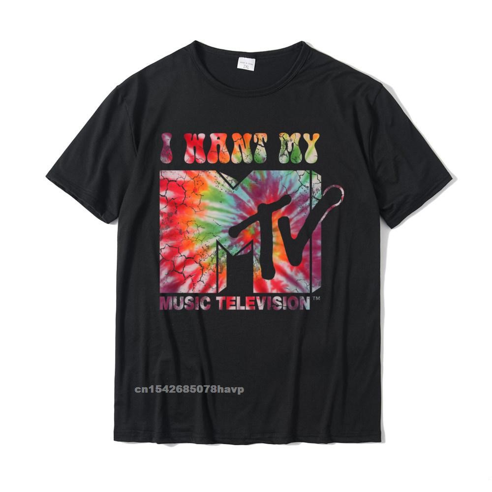 Mademark X MTV - I Want My MTV Retro Tie Dye เสื้อยืดครอบครัว T เสื้อสําหรับชายผ้าฝ้ายเสื้อปกติครอบค