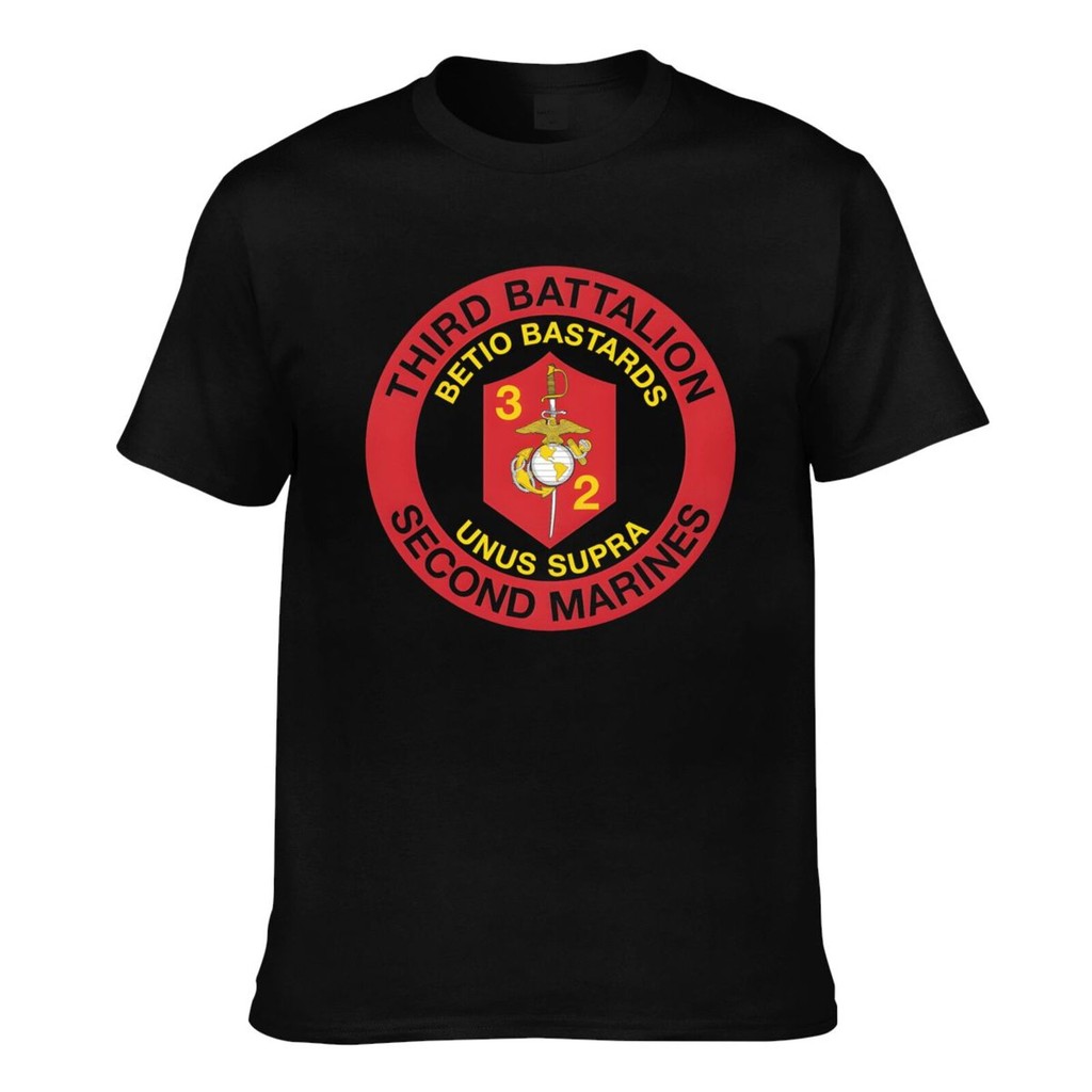 เสื้อยืดคอตตอนแขนสั้น USMC สำหรับผู้ชาย สไตล์ใหม่จากหน่วย Us 3rd Battalion 2nd Marines Regiment