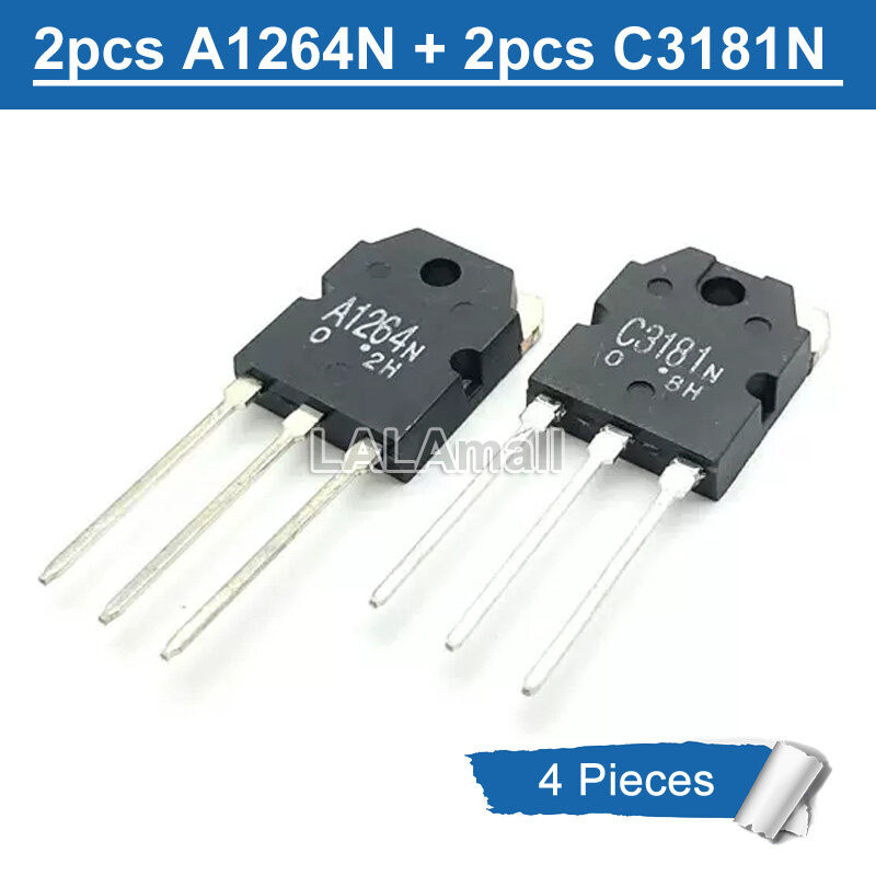 4 ชิ้น (2 ชิ้น A1264N + 2 ชิ้น C3181N ) TO-3P A1264 C3181 2SA1264N 2SC3181N TO-3P เครื่องขยายเสียง I