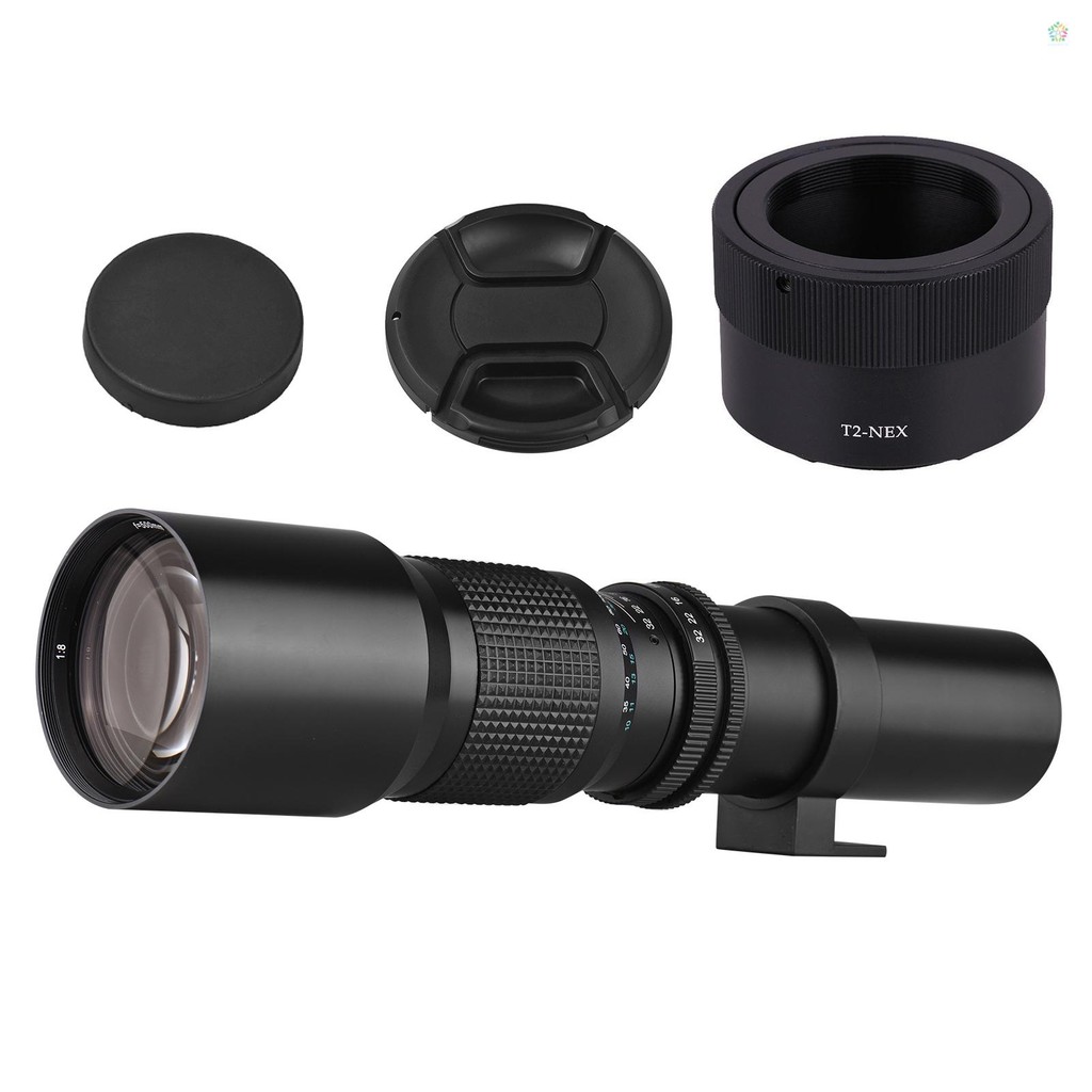 Audioworld 500 มม.Super Telephoto เลนส์คู่มือซูม F8.0-F32 รูรับแสง T-Mount ถึง NEX E-Mount อะแดปเตอร