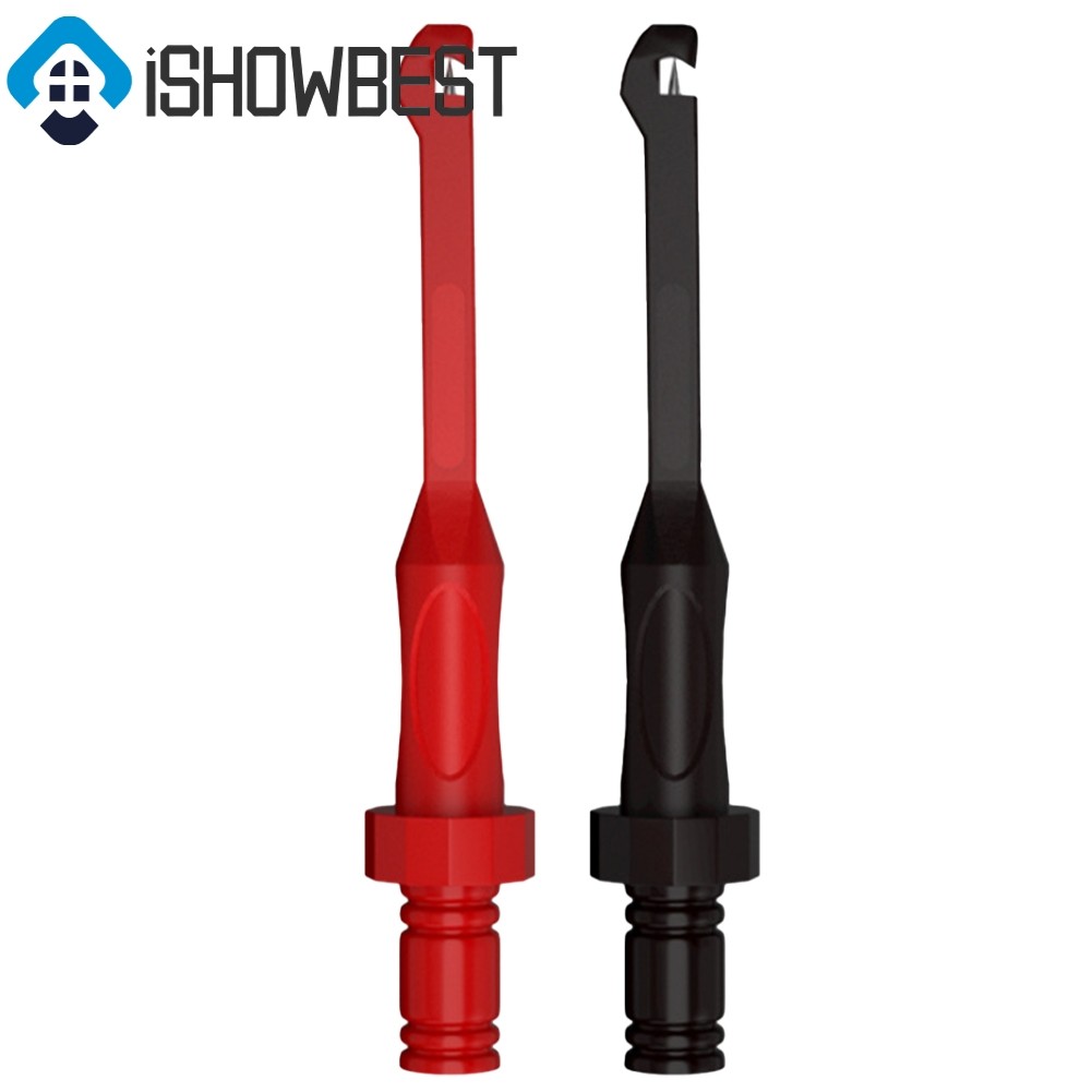 Test Probe คลิป Non-Destructive Wire-Piercing 4 มม.เครื่องมือตะขอสีแดงสีดํา J.30057