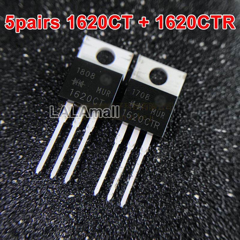 10 ชิ้น (5 ชิ้น MUR1620CT + 5 ชิ้น MUR1620CTR ) TO-220 MUR 1620CT 1620CTR Fast Recovery Rectifier เดิม