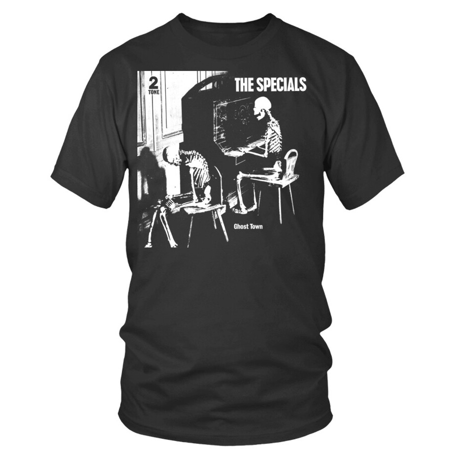 S- เสื้อยืดผ้าฝ้าย Music Tee Ghost Town The Specials Terry Hall