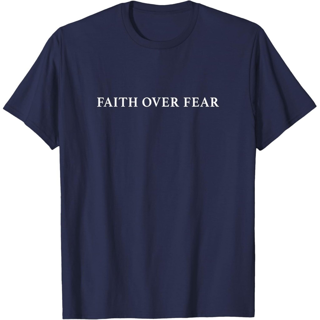Faith Over Fear เสื้อพระเยซู Minimalist Christian เสื้อยืด Mans
