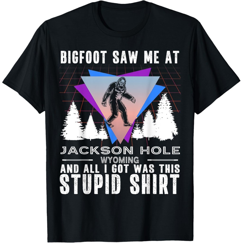 Jackson Hole Wyoming Bigfoot Wy Retro Sasquatch ของที่ระลึกเสื้อยืด Mans