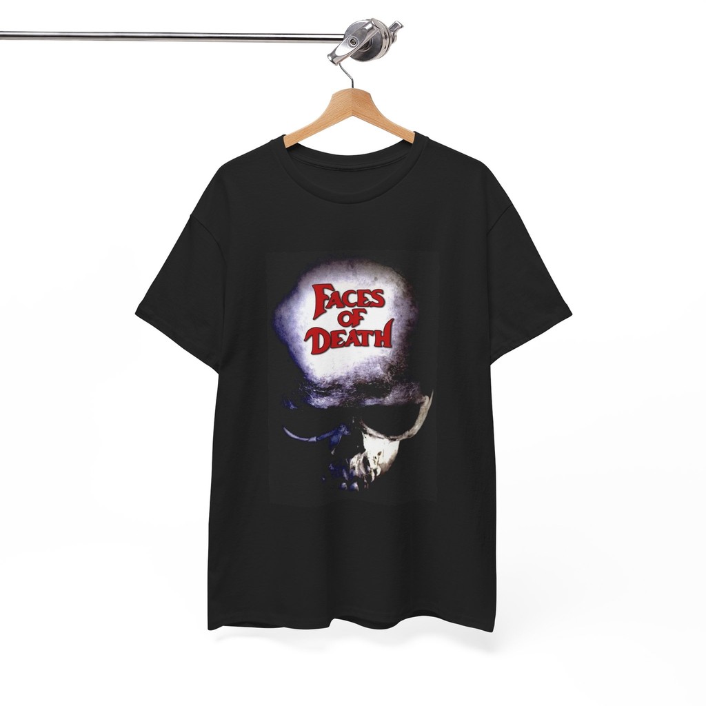 Faces Of Death T-Shirt ตลก Tony ภาพยนตร์โปสเตอร์ เสื้อยืดคอวีสำหรับทุกเพศ เนื้อผ้าหนัก