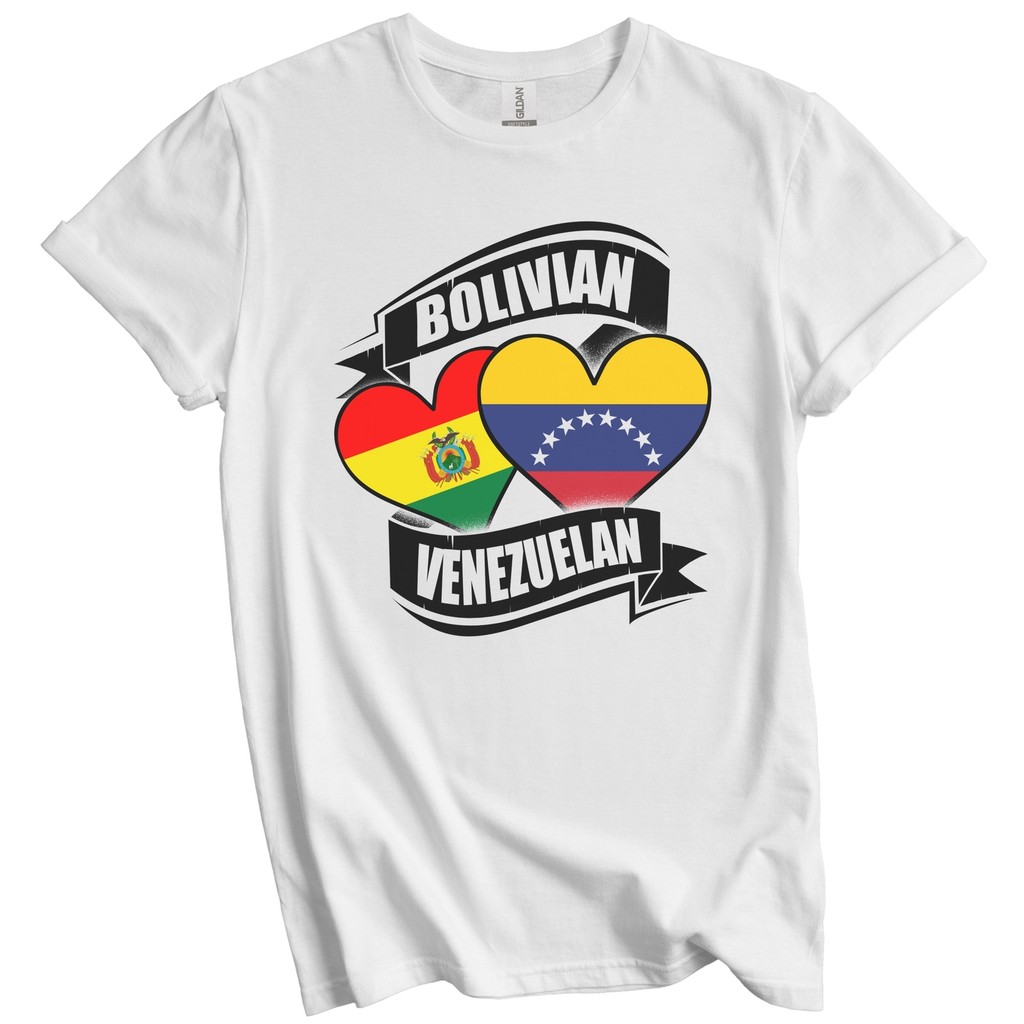 เสื้อยืดธง Bolivian Venezuelan Hearts Bolivia Venezuela