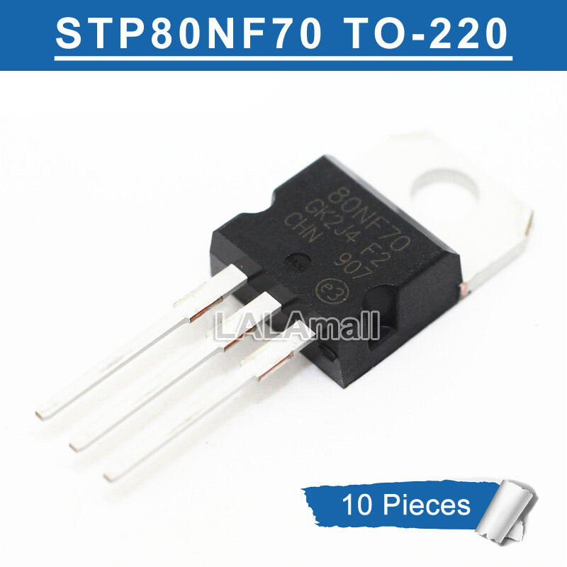 10pcs 80NF70 STP80NF70 TO-220 P80NF70 TO220 N-channel 80A/70V MOSFET ทรานซิสเตอร์ใหม่เดิม