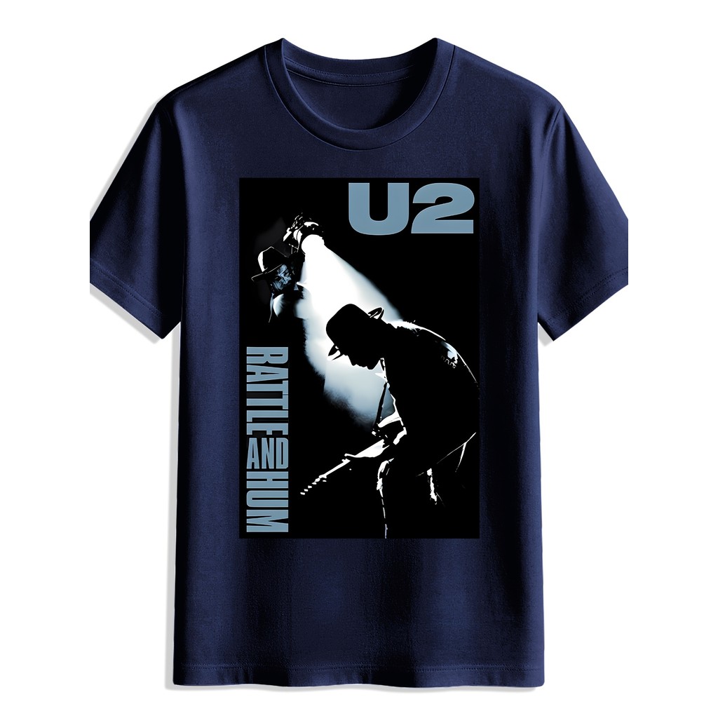 เสื้อยืดพังก์ร็อก U2 กราฟิก สไตล์วินเทจสำหรับหนุ่มๆ คอเพลงเมทัล แขนสั้น ปกกลม | U2 Punk Rock Graphic