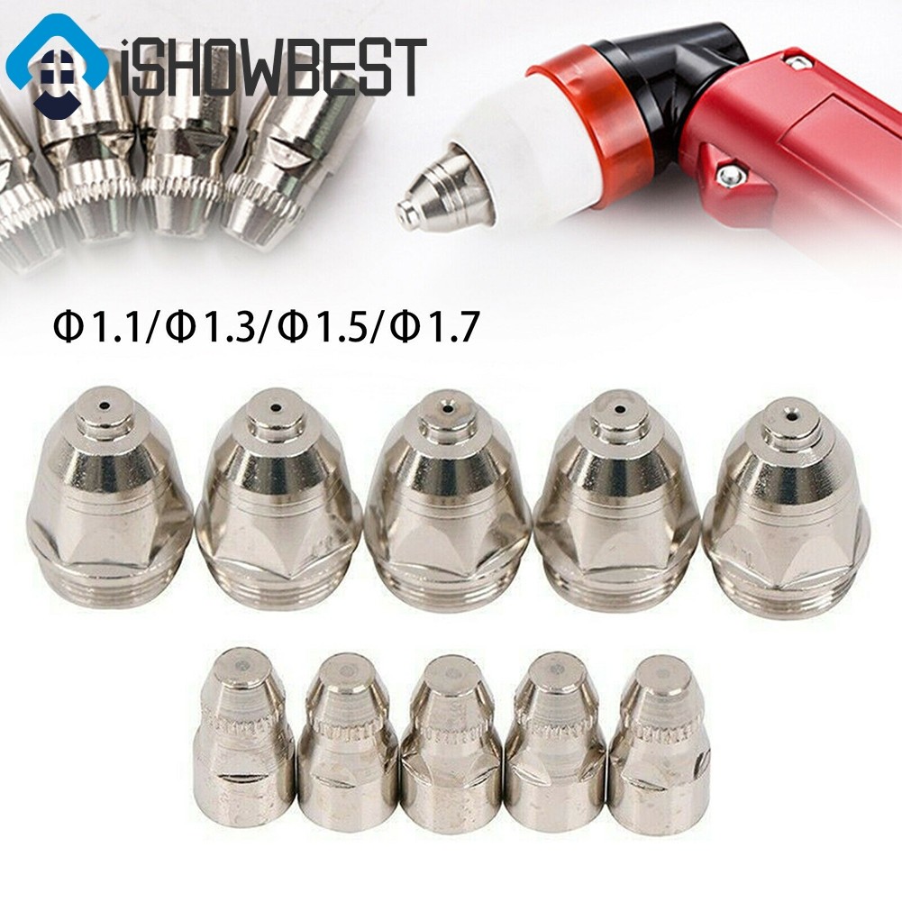 10 ชิ้น P-80 เครื่องตัดพลาสม่า Consumable ไฟฉายชุด 1.1 มม.-1.7 มม.หัวฉีดเคล็ดลับ Electrode