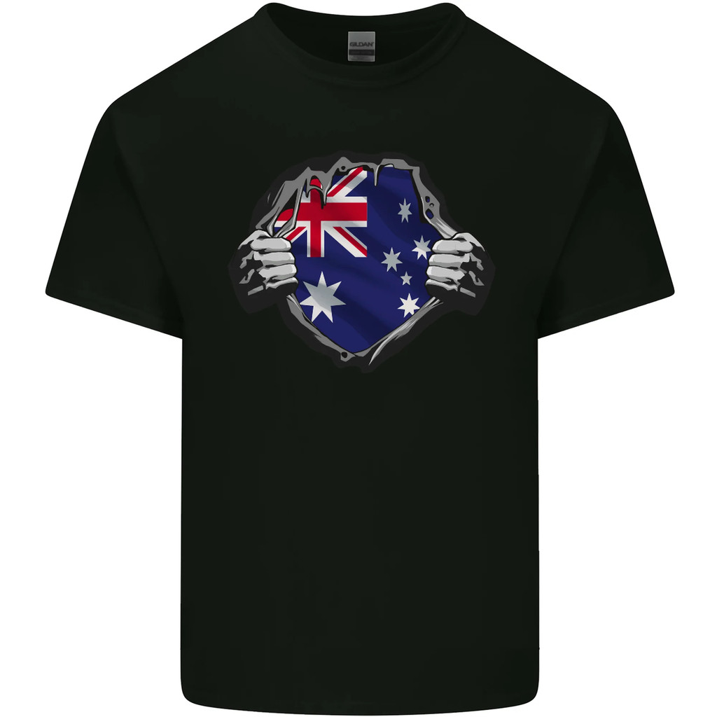 Australian Flag Ripped Australia Day Gym Mens Tshirt Tee