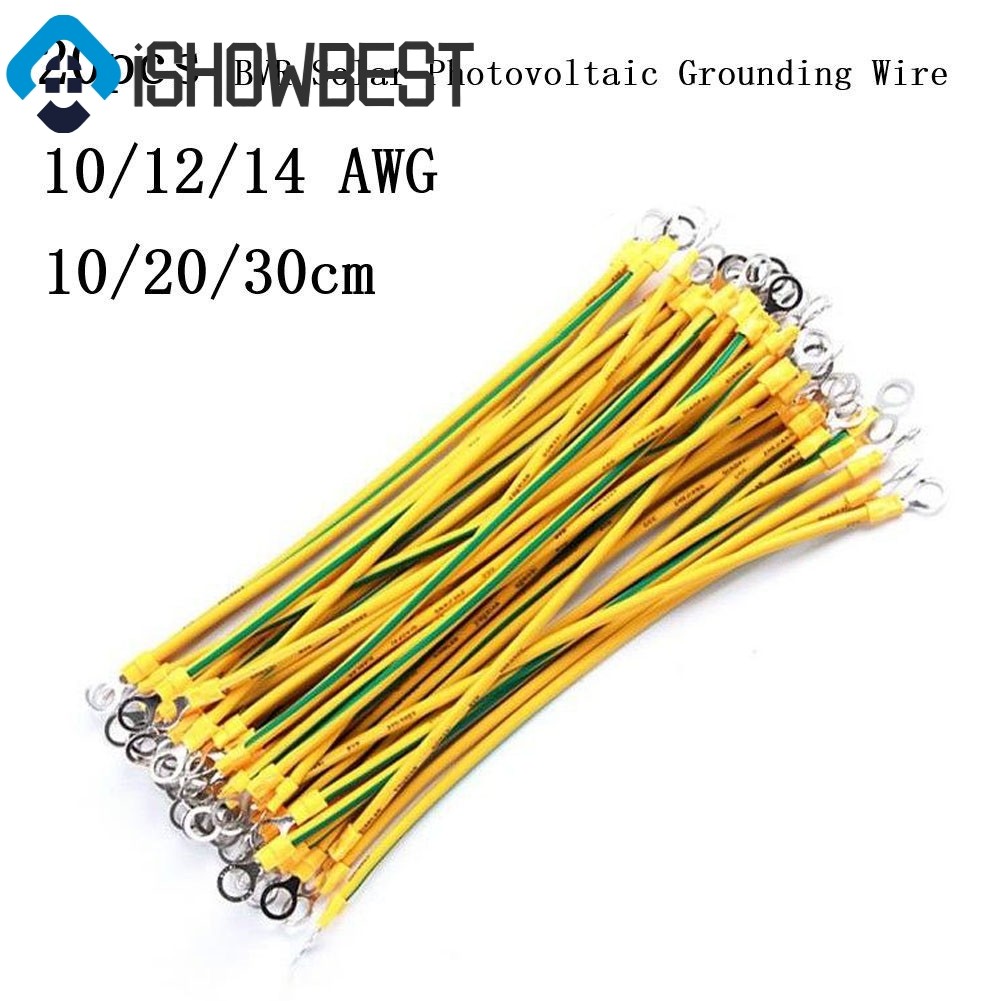 20PCS BVR Solar PV Ground Wire พร้อมเทอร์มินัล 10/12/14 AWG Solar Ground Wire