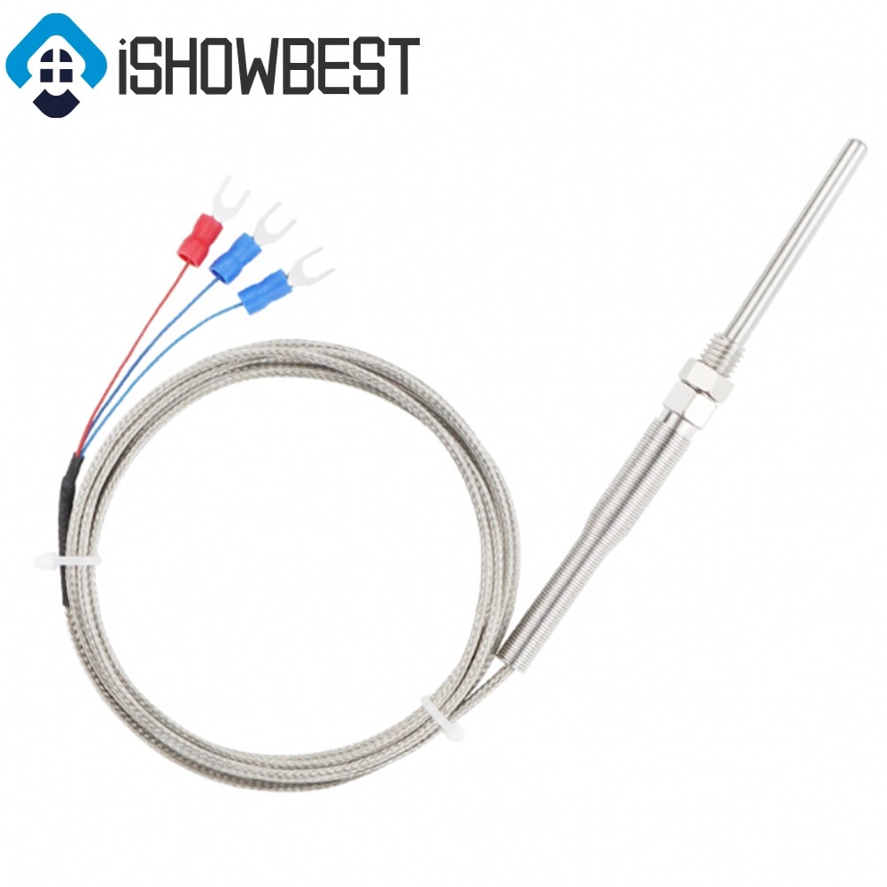 PT100 RTD Temperature Sensor Probe -50-400℃ 50/100 มม.1-5 เมตรสายเคเบิล Thermocouple