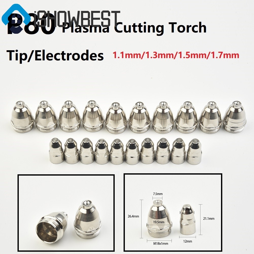 P80 ไฟฉายตัดพลาสม่า 60A 80A 100A P80 CNC ไฟฉายพลาสม่าเคล็ดลับหัวฉีดอิเล็กโทรด