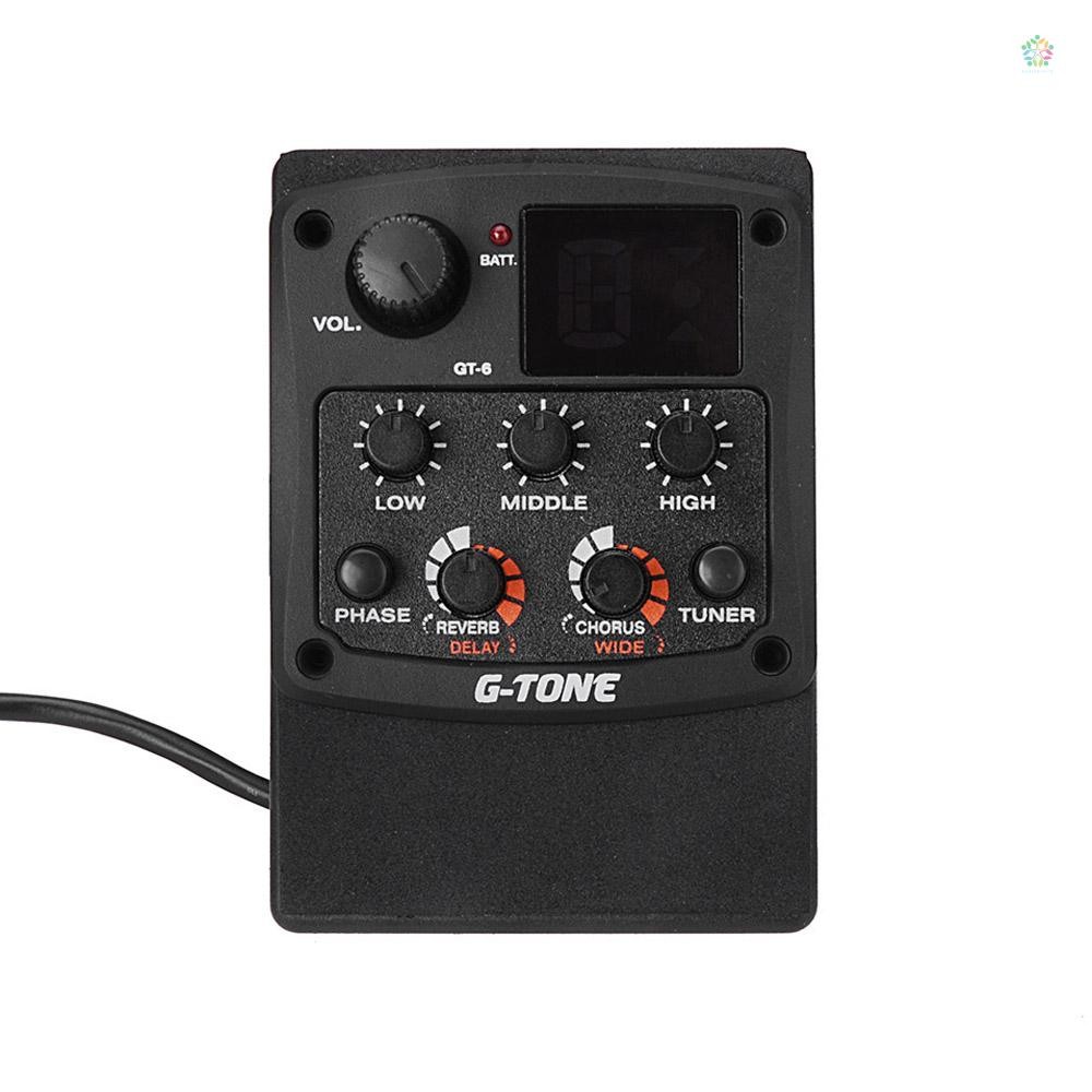 Cherub G-Tone GT-6 กีตาร์อะคูสติก Preamp Piezo Pickup 3-Band EQ Equalizer LCD Tuner พร้อม Reverb/Del