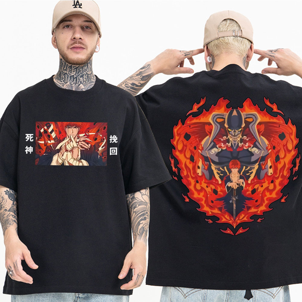 ญี่ปุ่นอะนิเมะ Bleach T Harajuku มังงะ Kurosaki Ichigo Zaraki Kenpachi Tshirt Street หลวม T