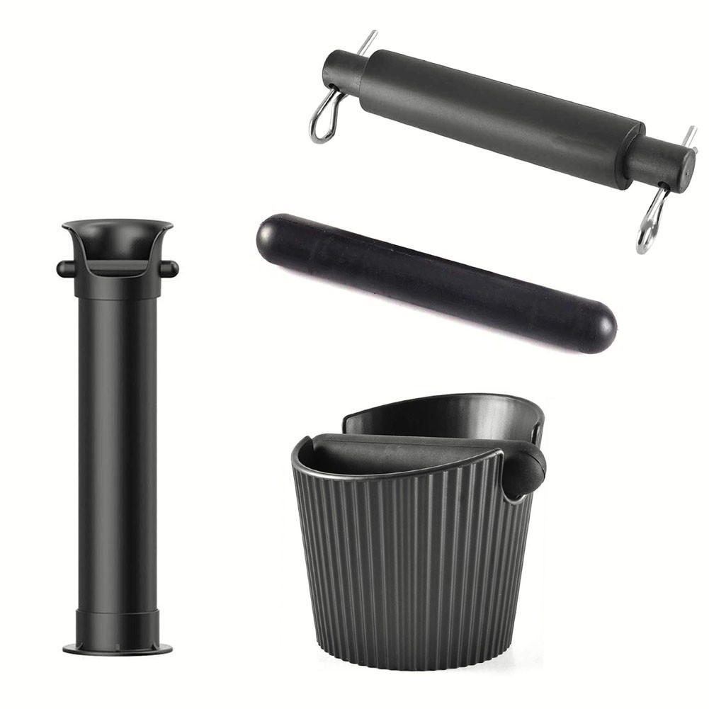 POWDERSBlack Coffee Knock Box Rod Grounds Container Bar สําหรับอุปกรณ์ชงกาแฟ