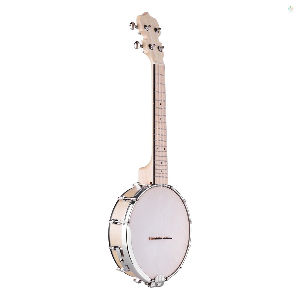 Audioworld คอนเสิร์ต 23 นิ้วเปิดหลัง Banjo Uke 4 String Banjole Maple Body Okoume คอพร้อมประแจปรับแต