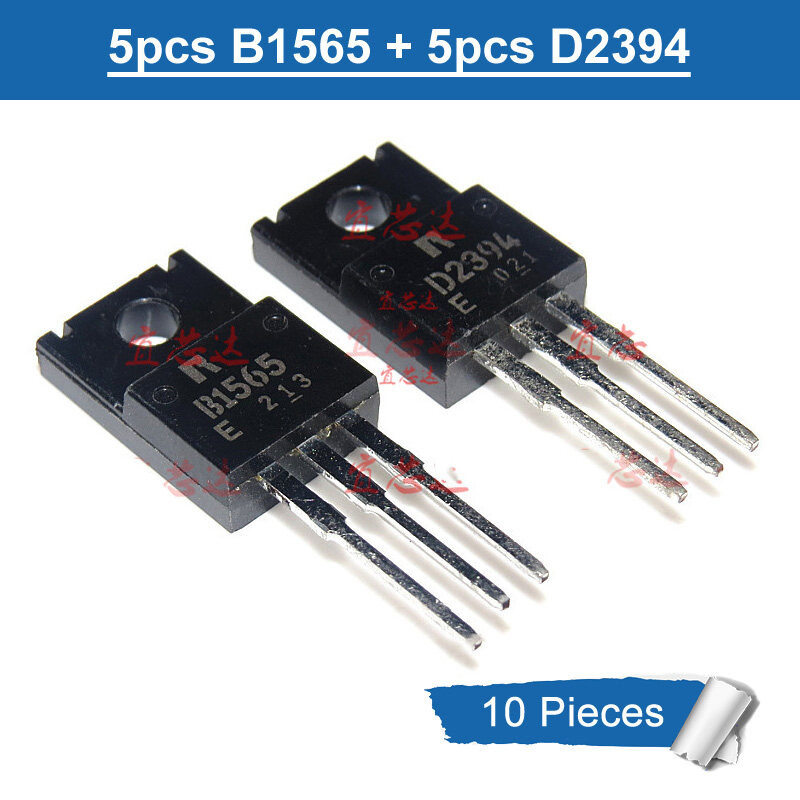 10pcs (5pcs B1565 +5pcs D2394 ) TO-220F 2SB1565 2SD2394 TO220F 3A/60V PNP NPN Power ทรานซิสเตอร์ใหม่