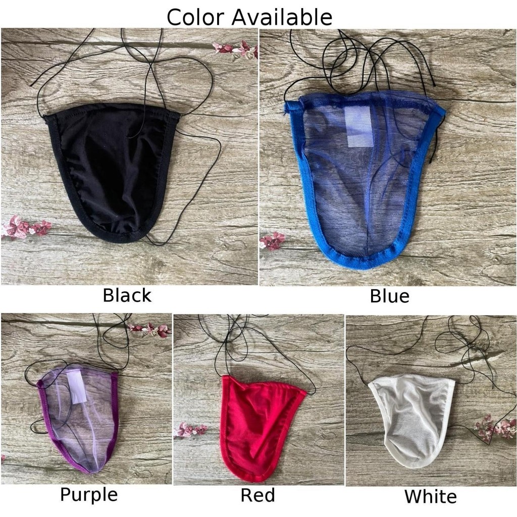 [CH] Mens Sexy Lace Up Pouch G-String Sheer บิกินี่บางเฉียบกางเกงทองชุดชั้นใน - รูปที่ 4