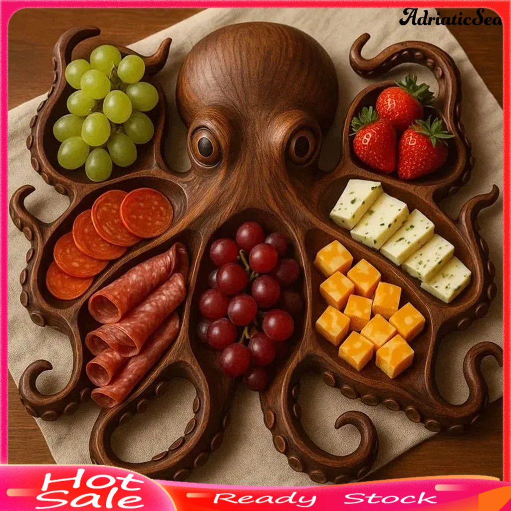 [COD]✰Octopus Charcuterie Board ถาดเสิร์ฟอาหารทะเลสําหรับเนื้อชีสผลไม้ Ocean Themed Wood Food Platte