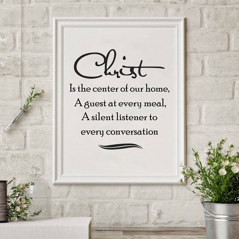 Poster ศูนย์กลางบ้านด้วยคำคมจากพระคัมภีร์ พิมพ์HD สำหรับตกแต่งผนัง-Christian Decor Bible Verse Wall 