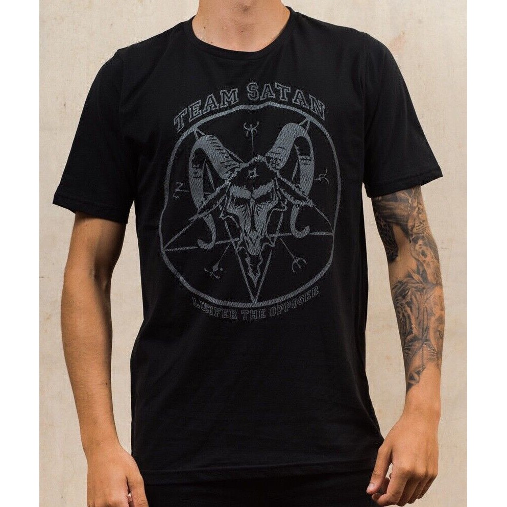 เสื้อยืดทีมซาตาน โกธิค บาโฟเมท ปีศาจ ไฮล ลูซิเฟอร์ กบฏ 666 Darkside