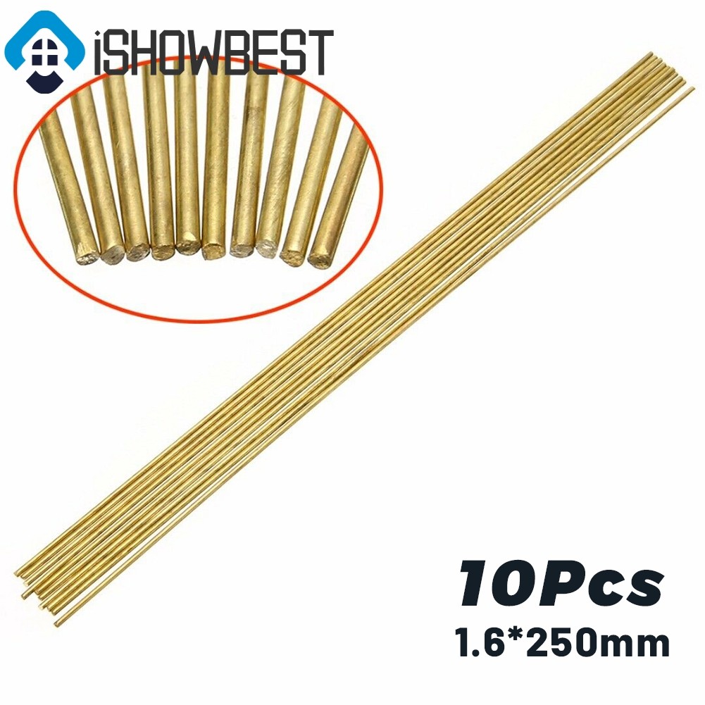 10 ชิ้น 1.6*250 มิลลิเมตรแท่งทองเหลืองลวด Sticks สําหรับซ่อมเชื่อม Brazing การประสาน