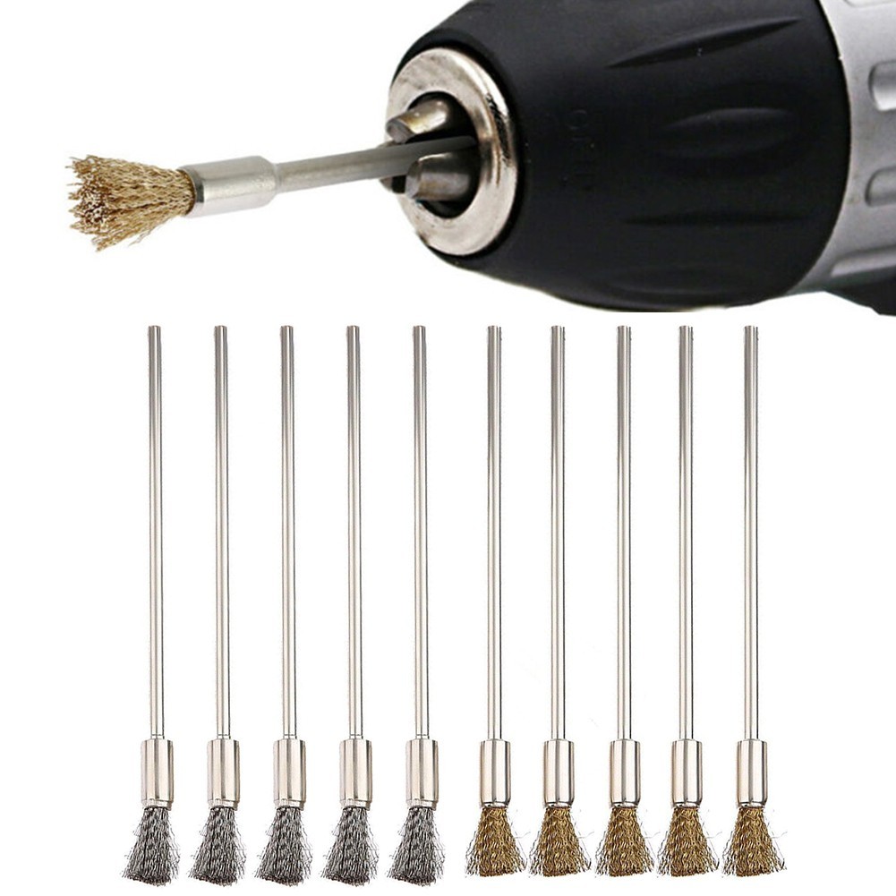 5ชิ้น3มิลลิเมตรก้าน100มิลลิเมตรทองเหลืองสแตนเลสลวดแปรงทําความสะอาดแปรงขัด - รูปที่ 4