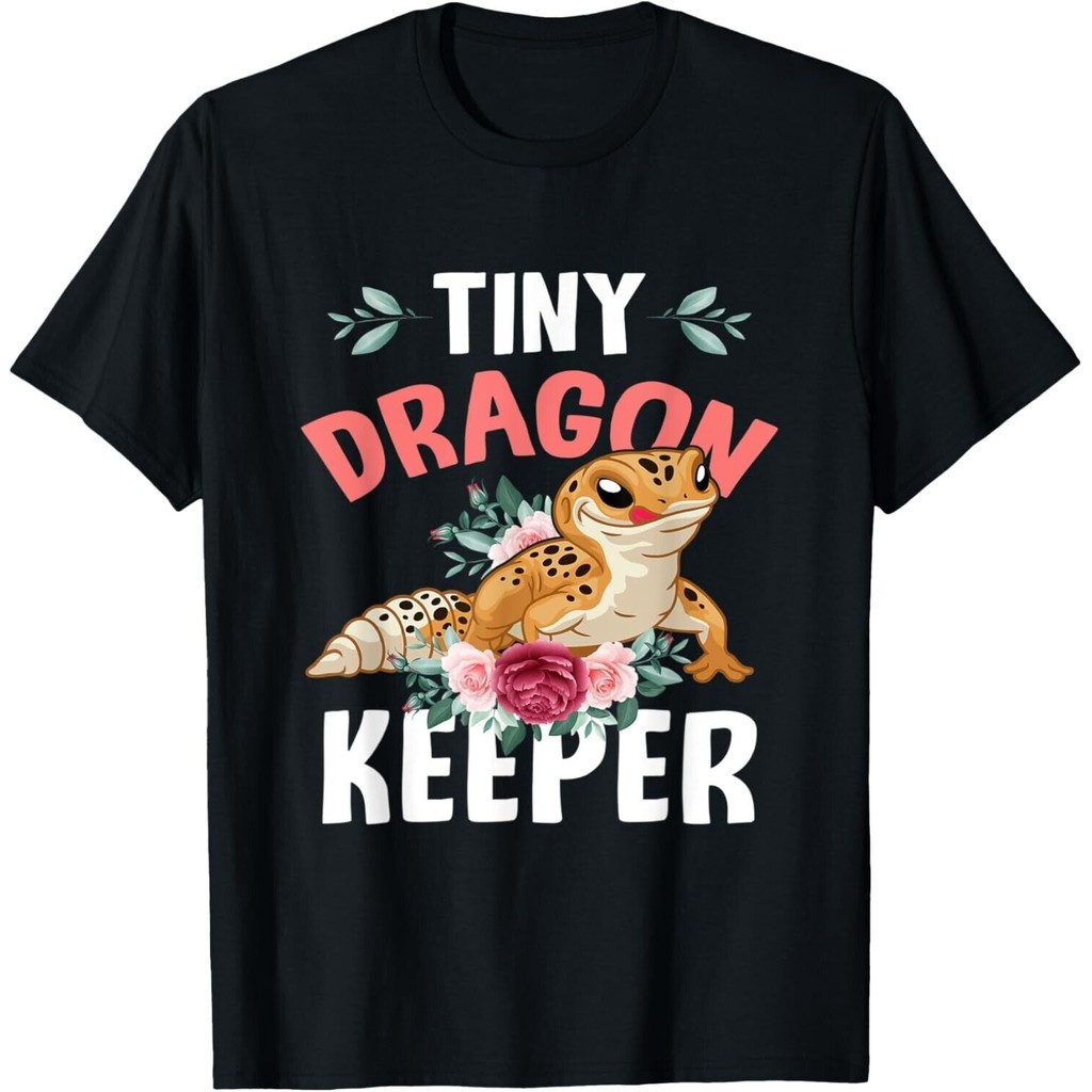 Tiny Dragon Keeper Leopard Gecko Lover Lizard Reptile Flower เสื้อยืด