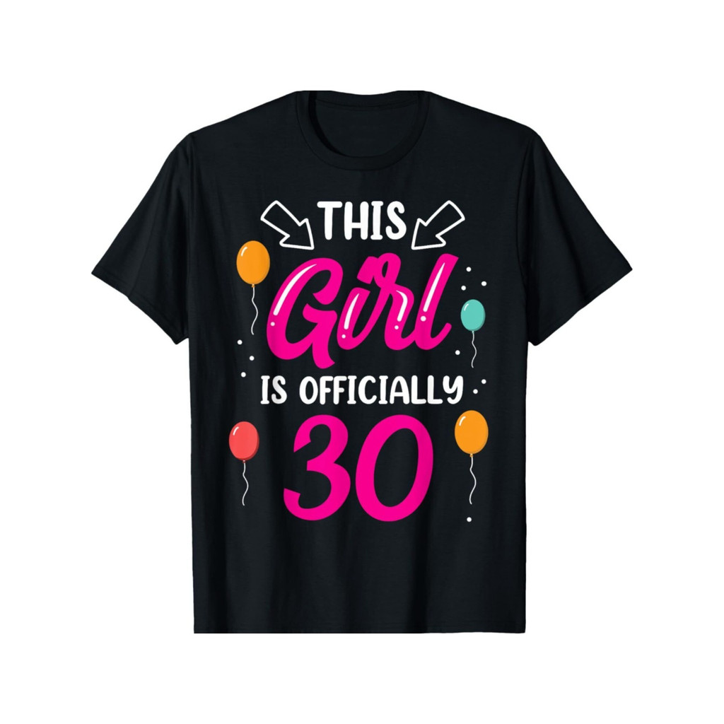 30Th วันเกิดเสื้อยืดสําหรับ "อันนี้ 76.2 ซม.พิมพ์กราฟิกด้วยบอลลูน Confetti สีดําสบายๆรอบคอ Tee