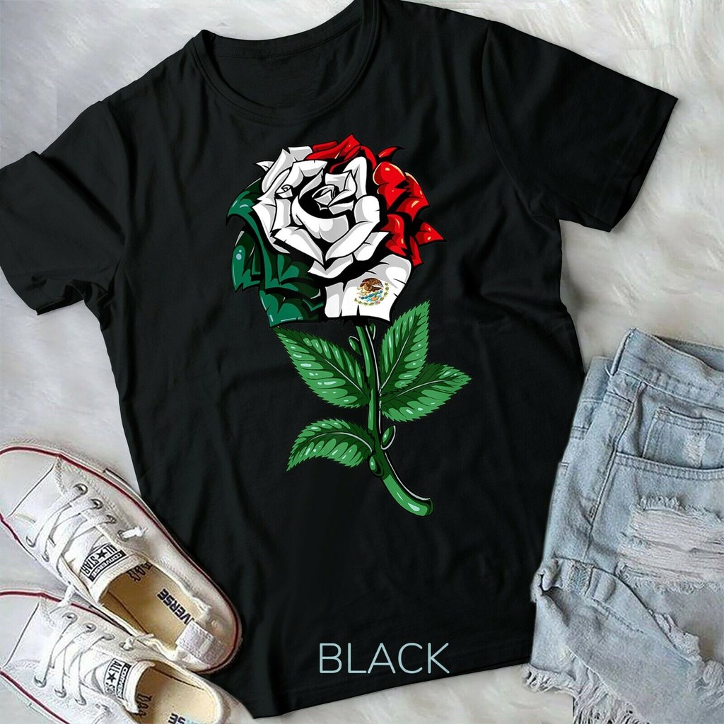 Mexican Rose Mexico Flag Mexican - เสื้อยืดฟอร์ม