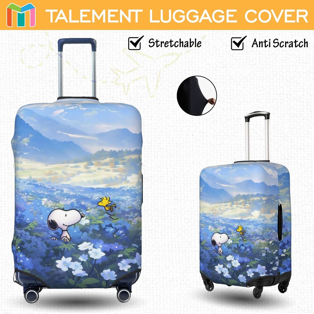 Snoopy ผ้าคลุมกระเป๋าเดินทาง ผ้าสแปนเด็กซ์ แบบยืดหยุ่น ยืดหยุ่น Luggage Cover 18 20 22 24 26 28 30 32 นิ้ว DZ36