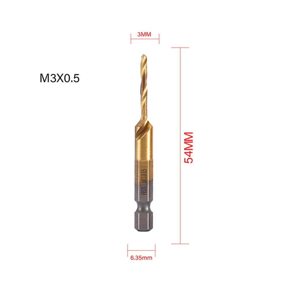 [Cra-H] 1PC ไทเทเนียมชุบ Hex Shank HSS สกรูเกลียวเมตริกแตะเจาะ Compound tap❀ - รูปที่ 5