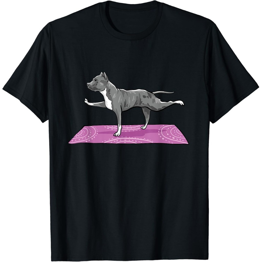 Pitbull Doing Yoga Funny Pitbull Dog Lover Yogi Teacher Gift เสื้อยืด