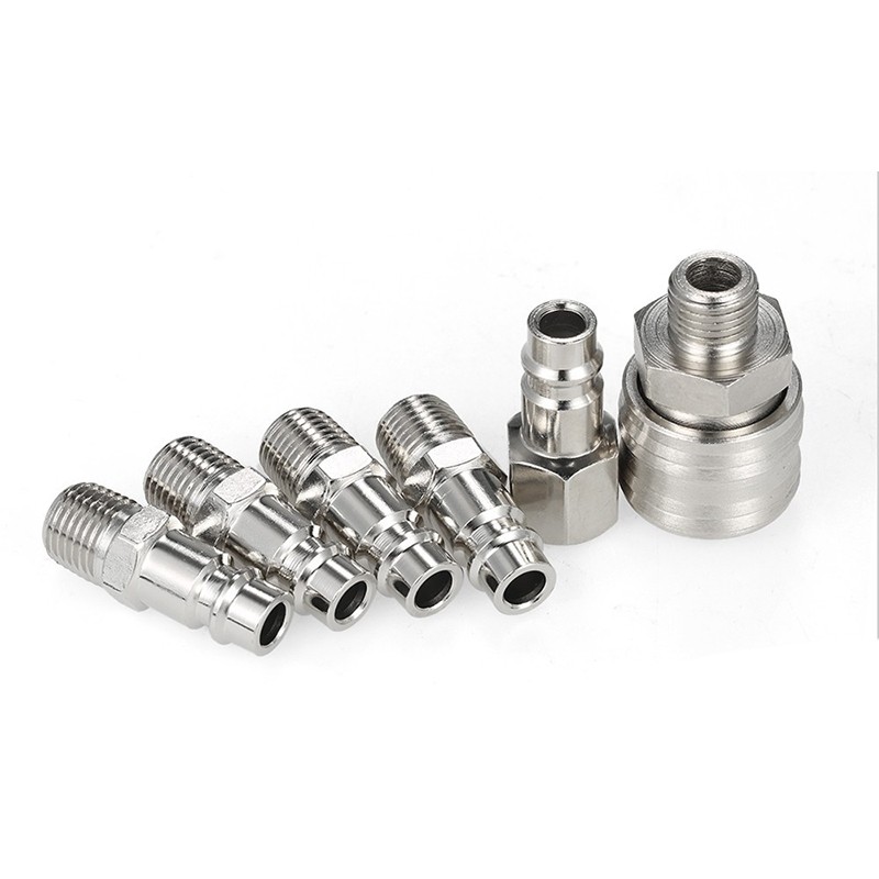 qc ชุด 6 ชิ้น 1/4 นิ้วสําหรับ BSP Air Line ท่อคอมเพรสเซอร์ Fitting Connector Coupler อะแดปเตอร์