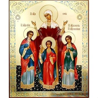 เซนต์ โซเฟีย โซเฟีย Russian Orthodox Wood Icon Faith Hope and Love Inch Happy Art
