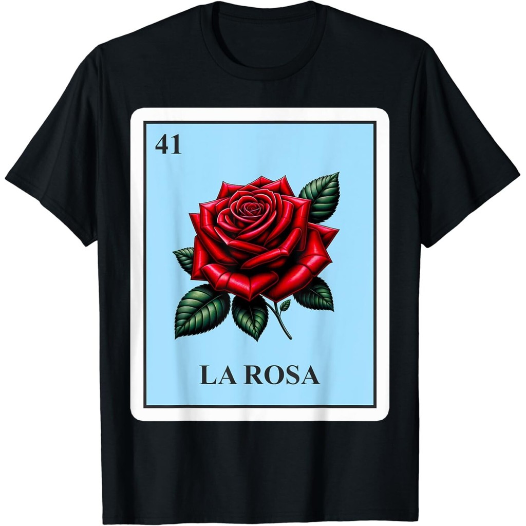 Rosa Mexican Lottery Bingo Game Rose Card Red Men Gift T-Shirt